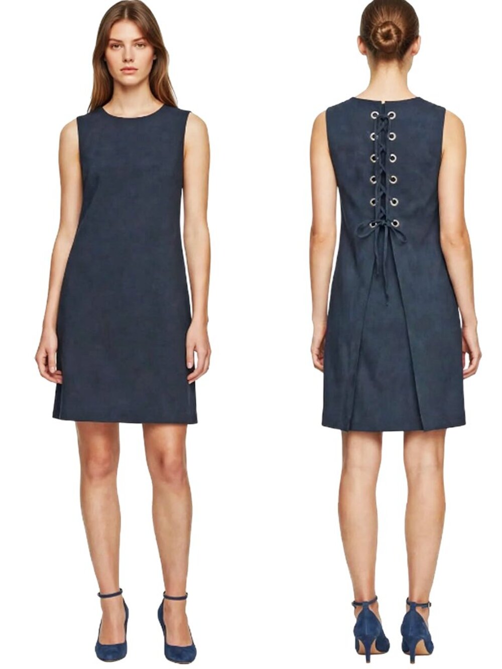 Theory Keshelle Dress Linen Rayon Blend Lace Up Corset Back Metal Grommets